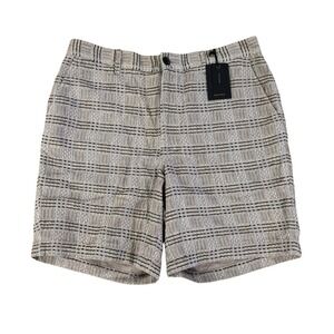 Billy Reid NEW $198 Men's Size 32 Tan Jacquard 100% Cotton Plaid 8" Chino Shorts